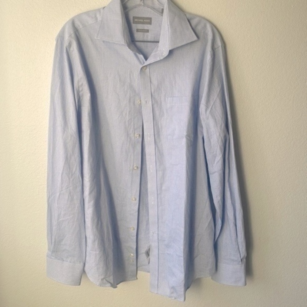 NWT Michael Kors shirt men’s size 16 blue and white button up